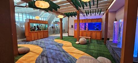 A new calming area in Newark Liberty International Airport’s Terminal A created for neurodivergent travelers and travelers on the autism spectrum