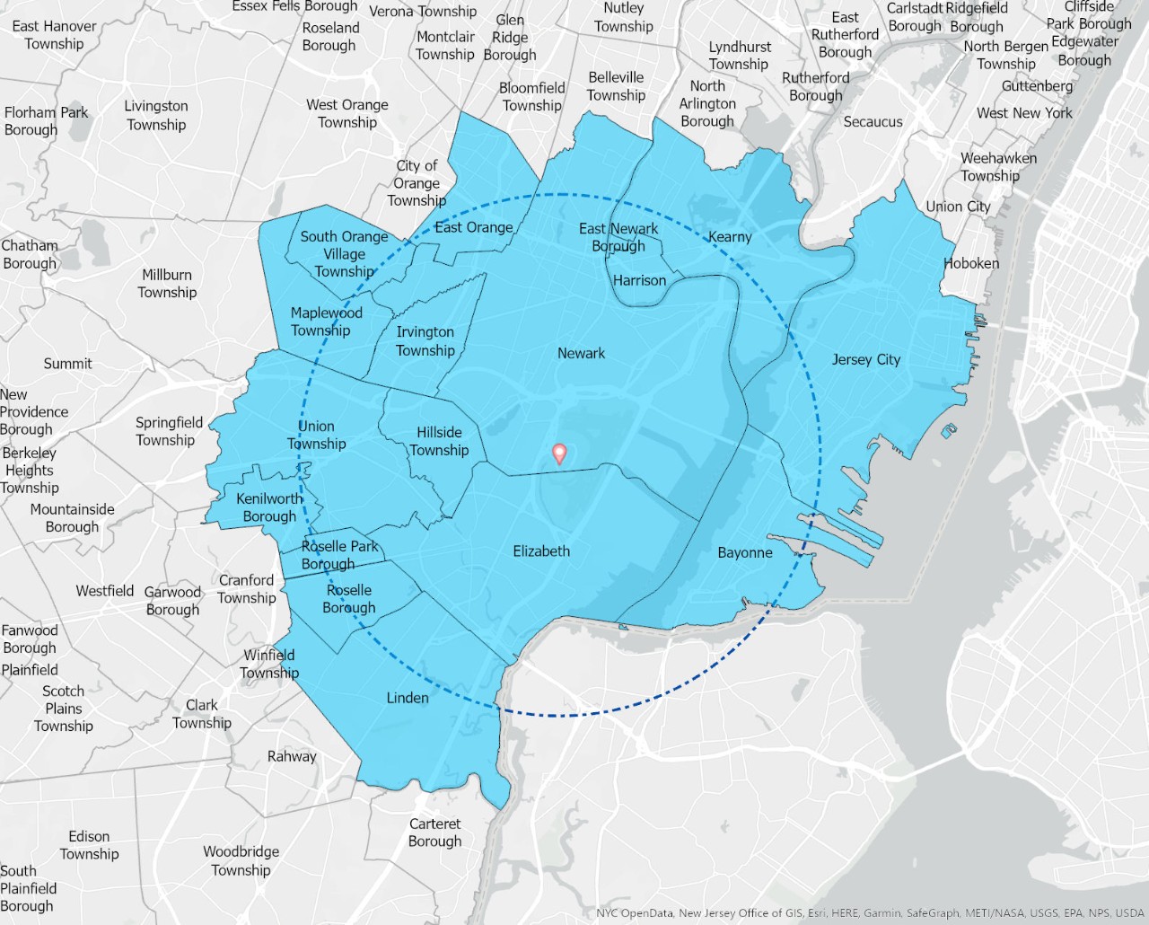 Map of EWR Local Business Enterprise Zones