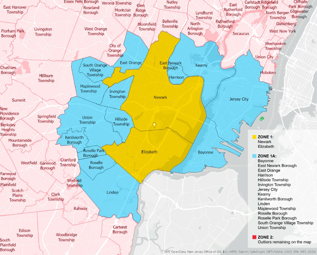 Map of EWR Local Business Enterprise Zones