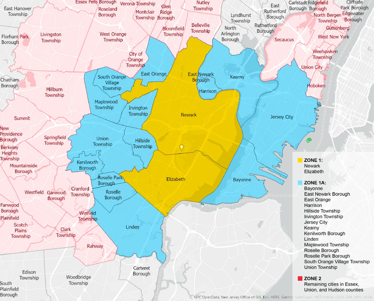 Map of EWR Local Business Enterprise Zones